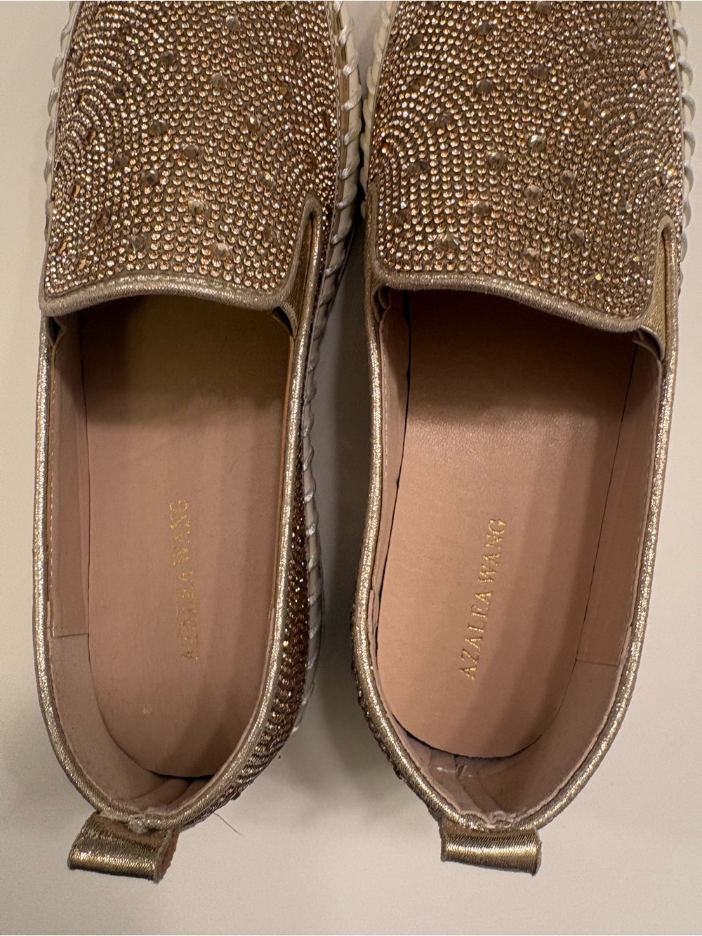 NIB Azalea Wang Brittany Rose Gold Rhinestone Sneakers Size 9 - Picture 10 of 13